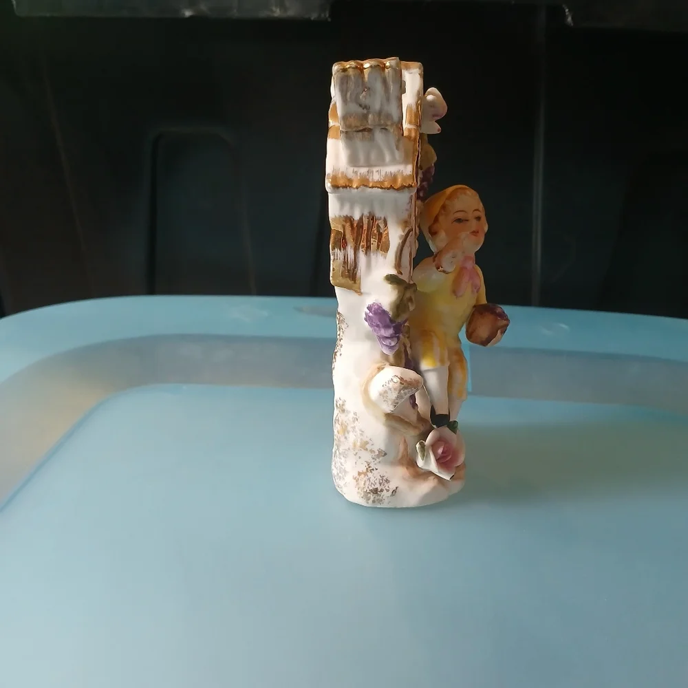 Camille Naudot Porcelain Elf Planter Clock Boy Vintage Japan